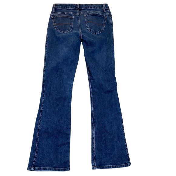 Lee Riders Woman's Jeans 14 Long Slim Bootcut Midrise Dark Wash Cotton/Polyester - Picture 2 of 14